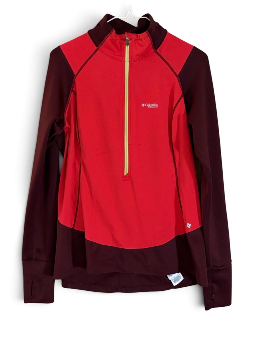Columbia Titanium Omni-Wick Orange Maroon Half Zip Pullover Performance Jacket